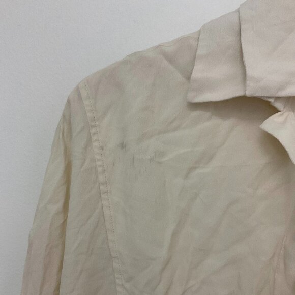 Atlein Button-Up Wrap Shirt Blouse Double Collar Long Sleeve Size 10 White - Picture 3 of 4